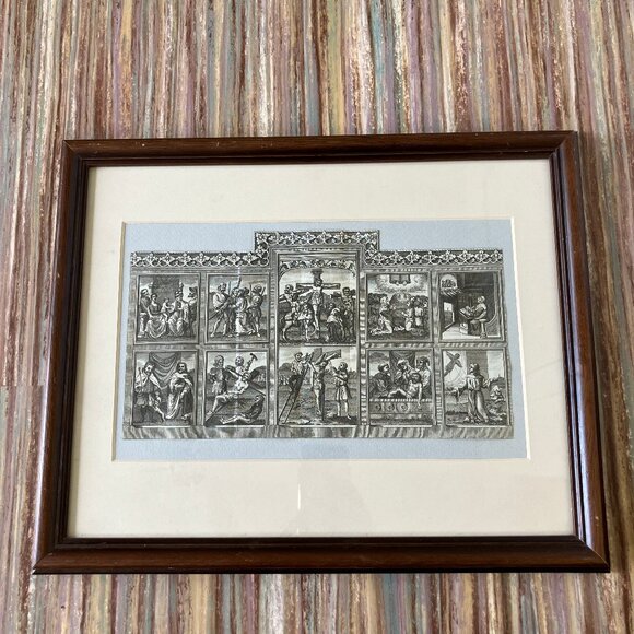 Crucifixion of Christ Framed Art Print Lichfield Ancient Altar-Piece 12.5x15.5" - Picture 2 of 5